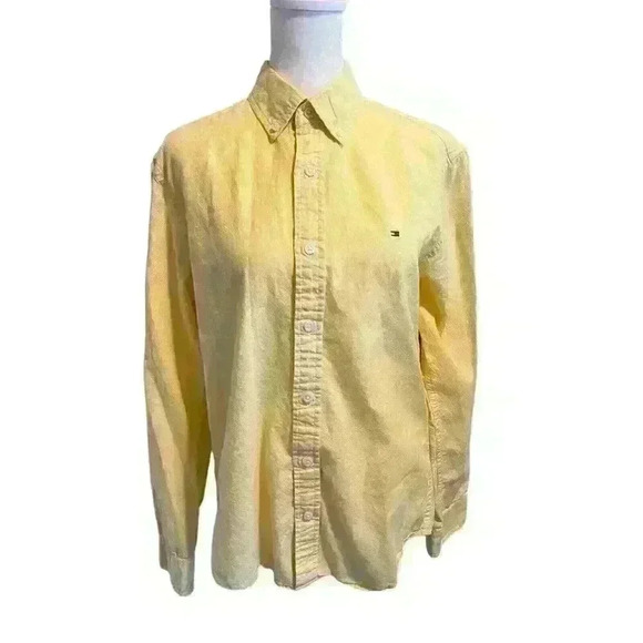 Tommy Hilfiger Men's Size Small Shirt Yellow Button Up Long Sleeve Collared - Picture 1 of 3